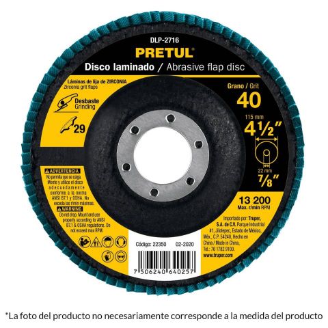 DISCO DE LIJA LAMINADO 4-1/2 GRANO #60 PRETUL