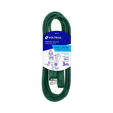 EXTENSION ELECTRICA VOLTECH 3M VERDE