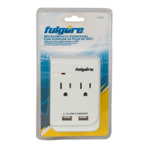 BARRA MULTIC. 2 CONTAC. FULGORE C/SUPRESOR 2 USB